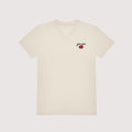 Broderie personnalisée texte + emoji sur t-shirt homme col V