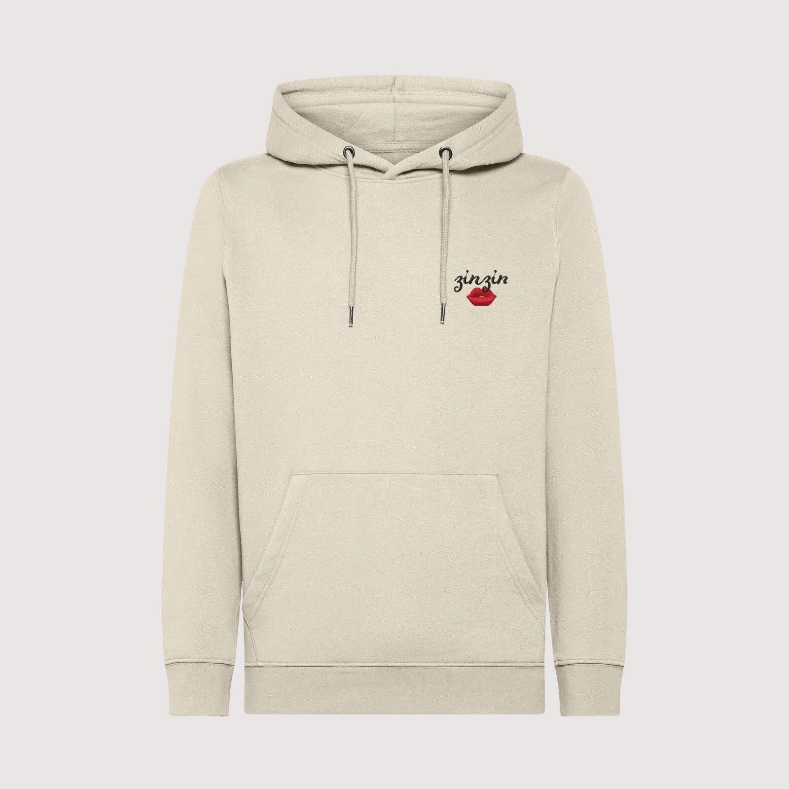 Broderie personnalisée texte + emoji sur sweat-shirt à capuche en coton bio, unisexe