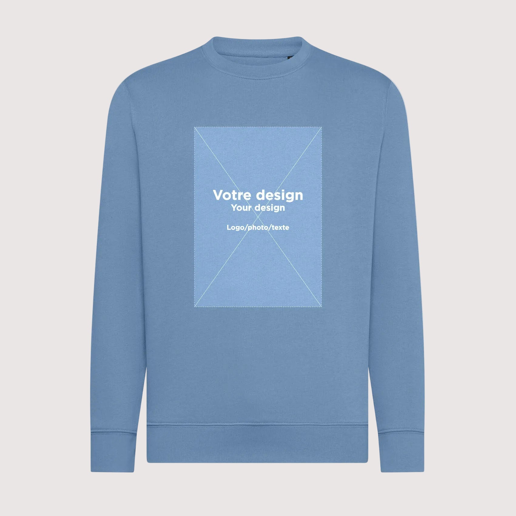 Votre image imprimée sur sweat-shirt en coton bio, unisexe