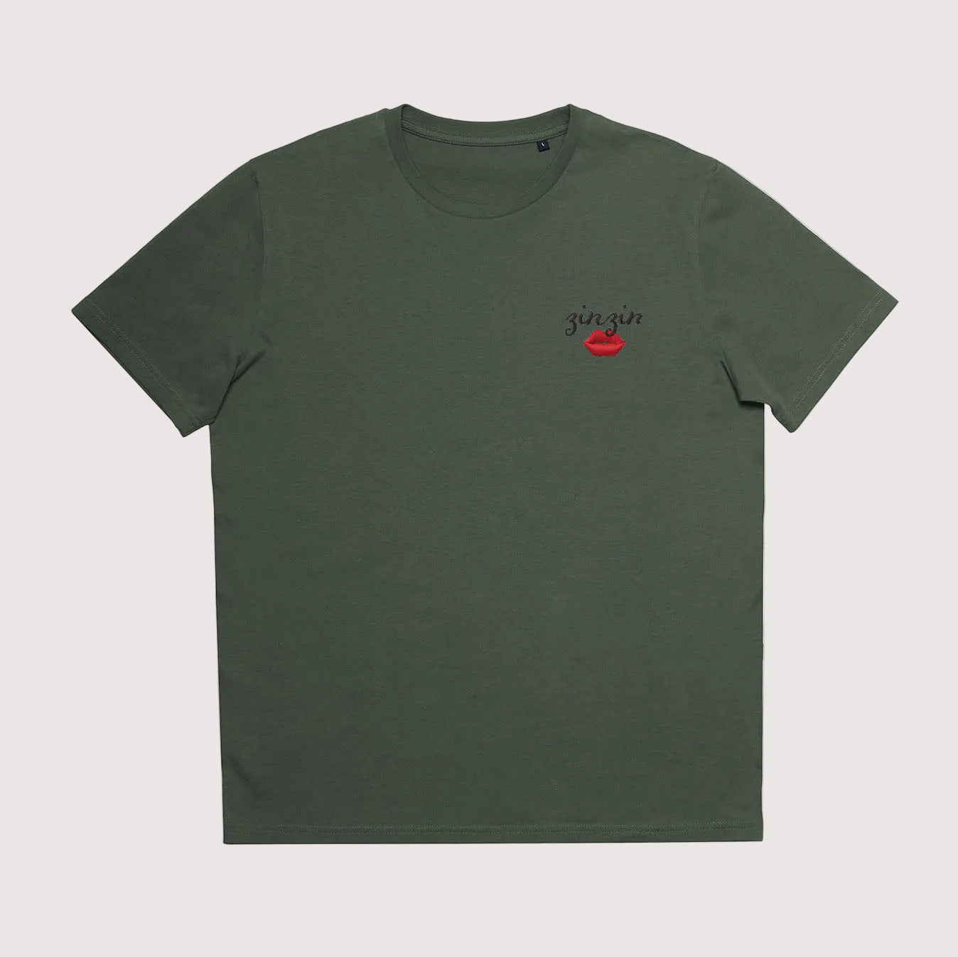 Broderie personnalisée texte + emoji sur t-shirt en coton bio, unisexe