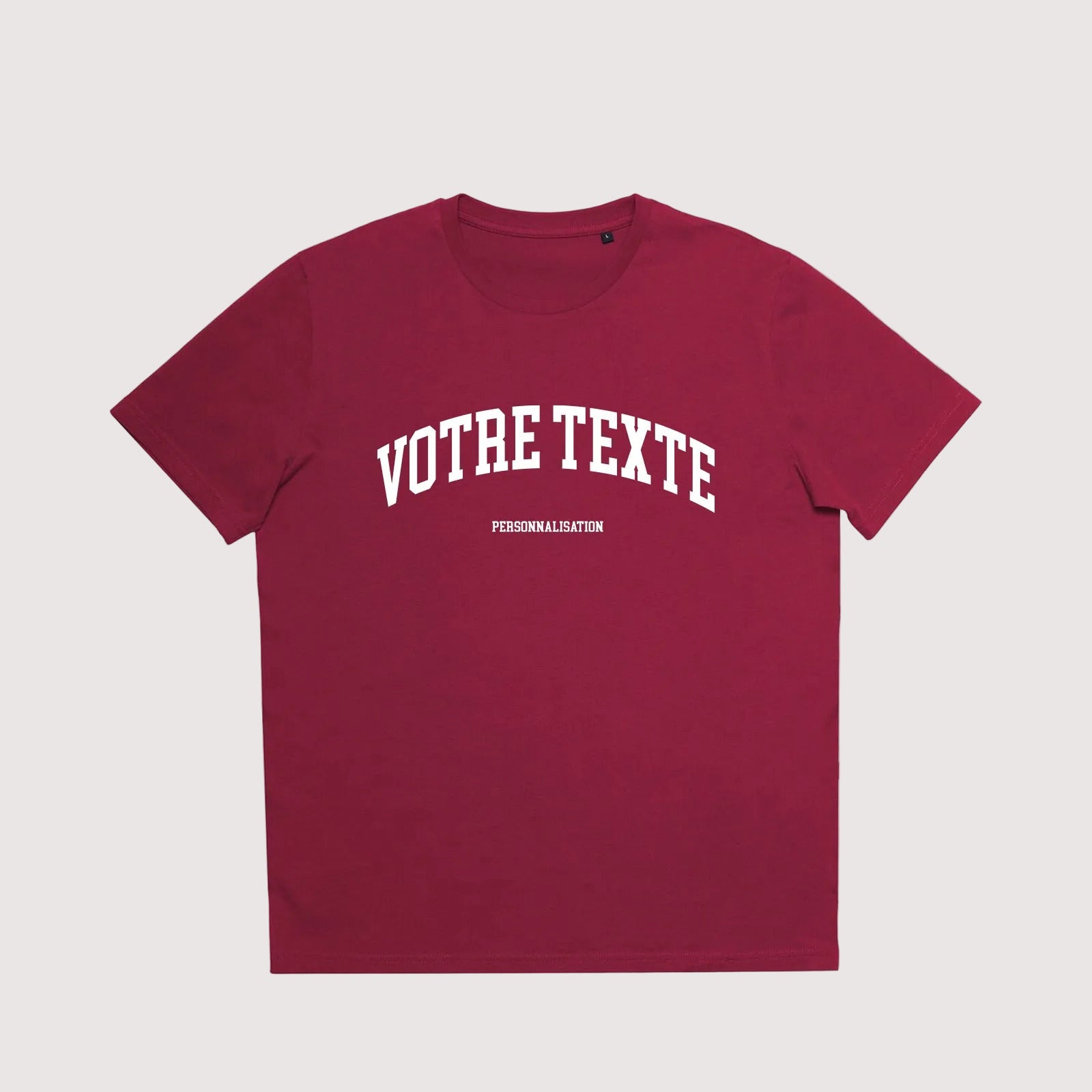 COLLEGE Texte à personnaliser sur t-shirt en coton bio, unisexe
