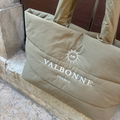 Customizable text on an XL organic cotton shopping bag
