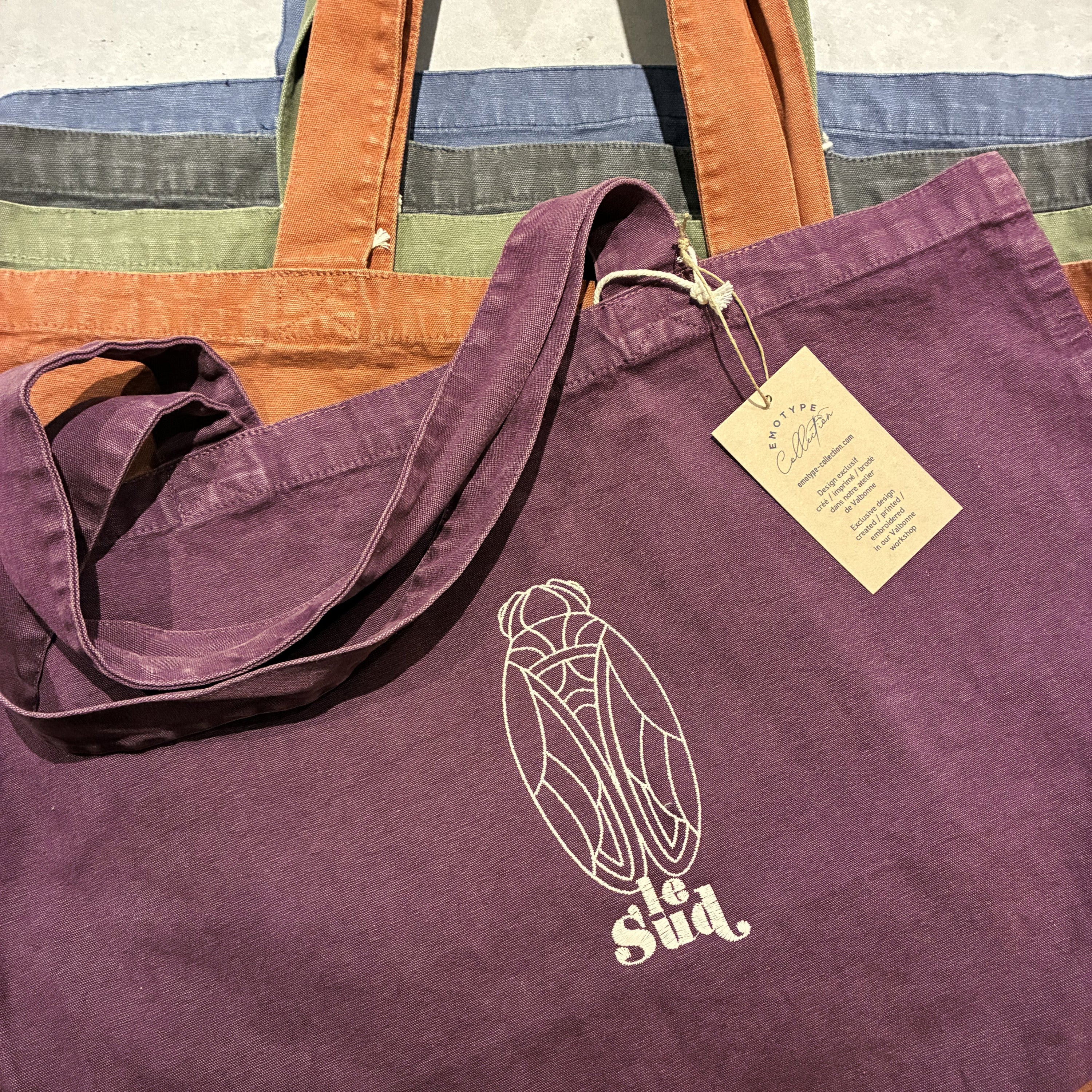 Sac shopping Vintage brodé cigale