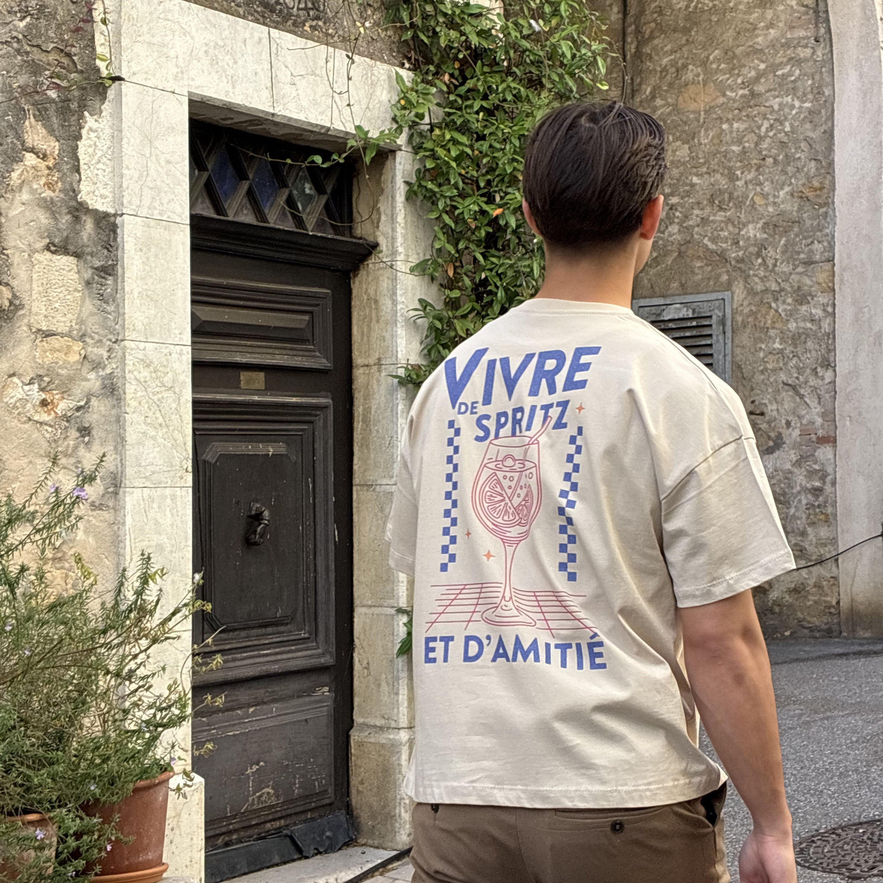 Motif "Spritz" imprimé sur t-shirt Boxy Fit, unisexe