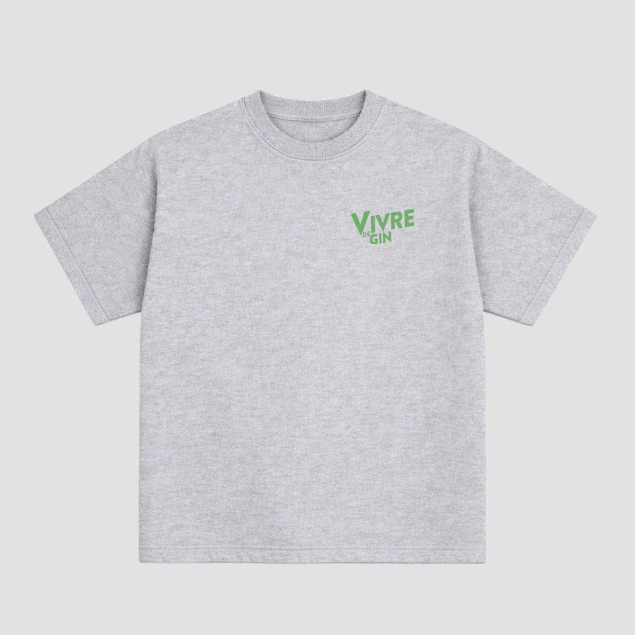 Motif "Gin" imprimé sur t-shirt Boxy Fit en 100% coton bio, unisexe